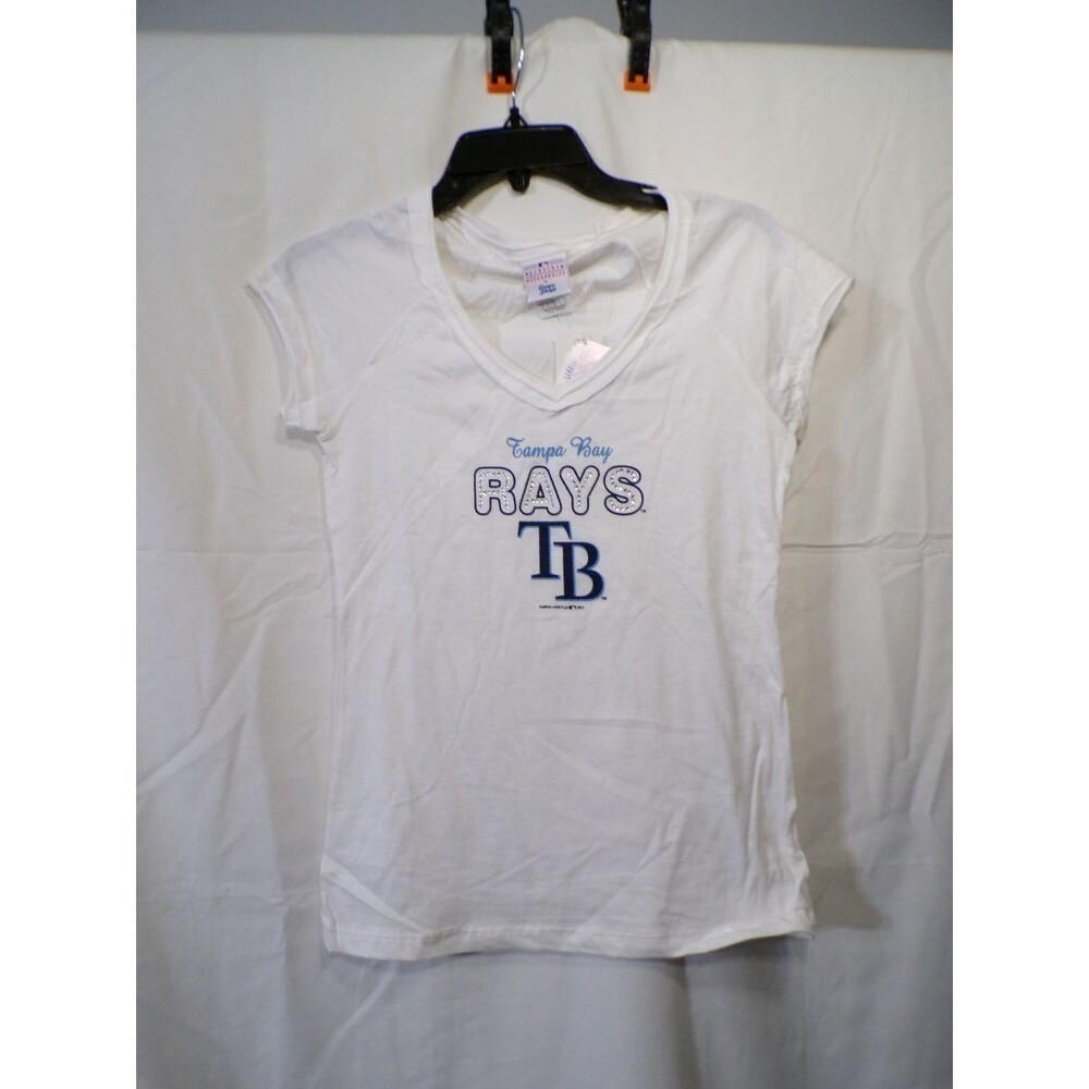 Tampa Bay Rays Women's V Neck T Shirt M Genuine Merchandise Rhinestone